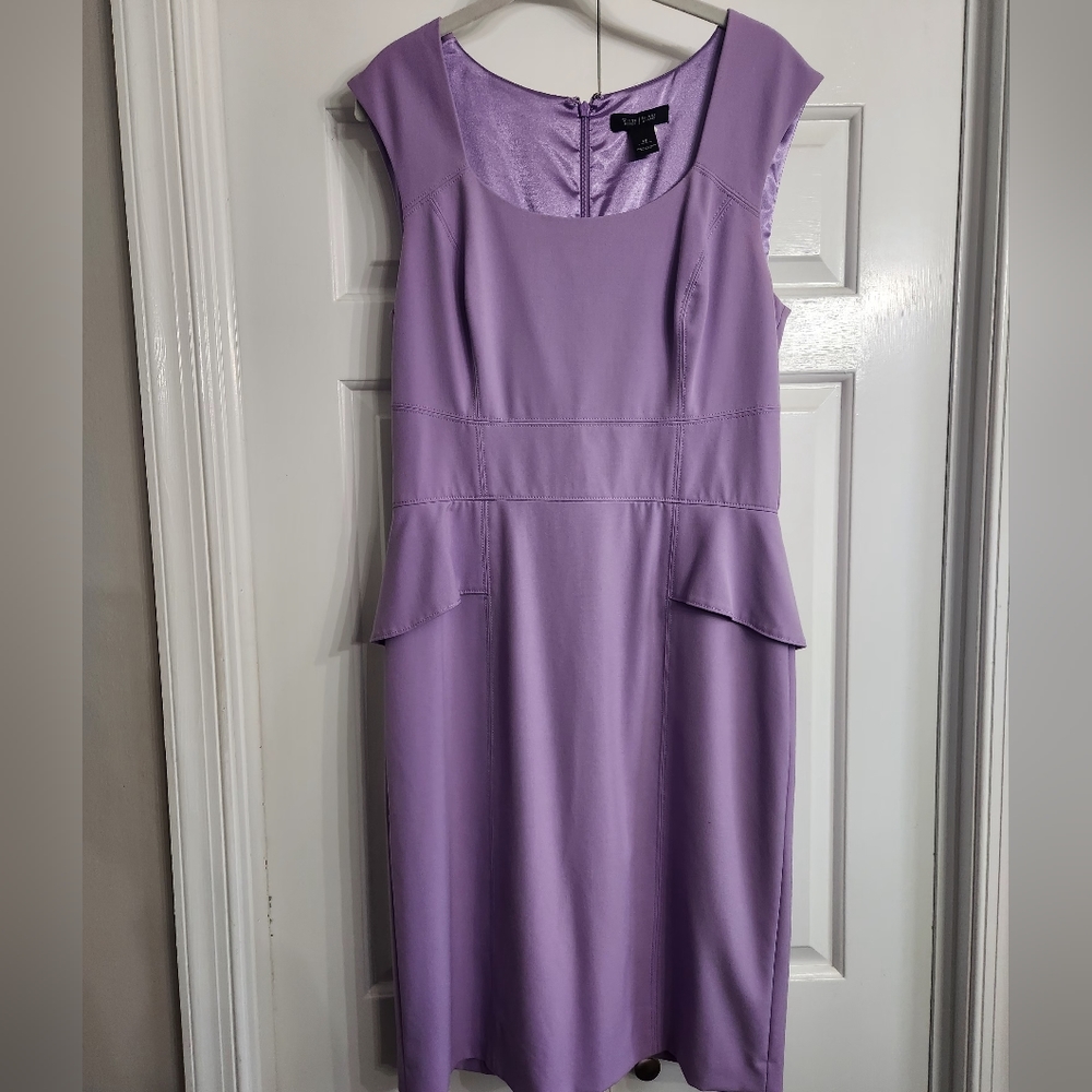 Lilac work dress with small peplum